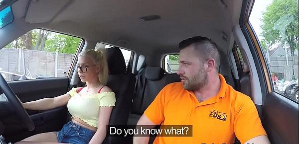  Driving student gets cum on her glasses in car